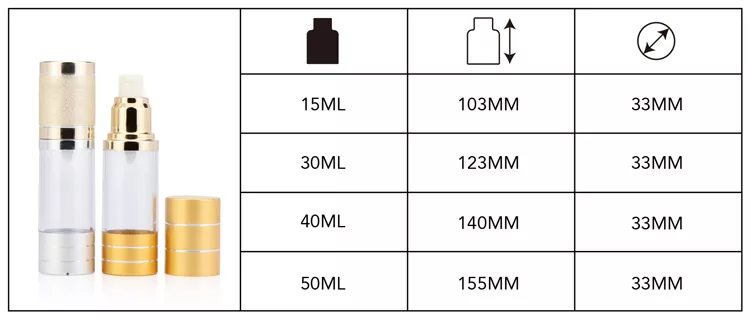 15ml 30ml 50ml 100ml botella de tóner sin aire